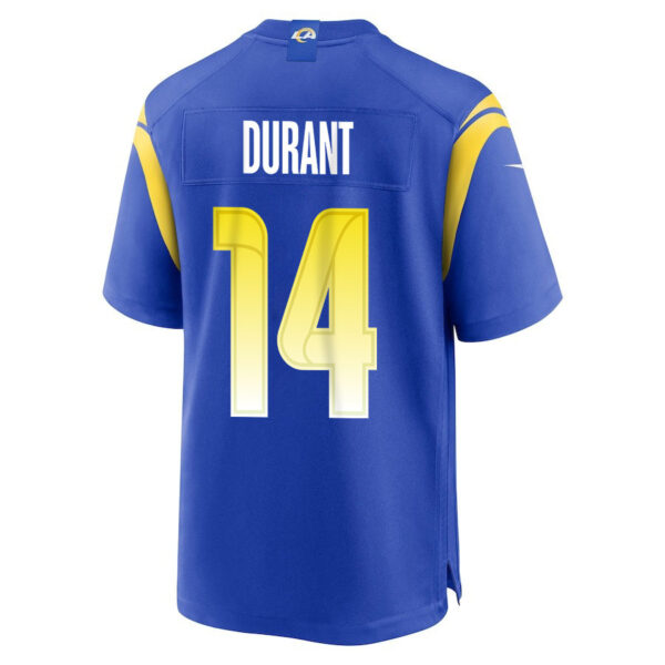Cobie Durant 14 Los Angeles Rams 2023 Playoffs Patch Game Men Jersey - Royal