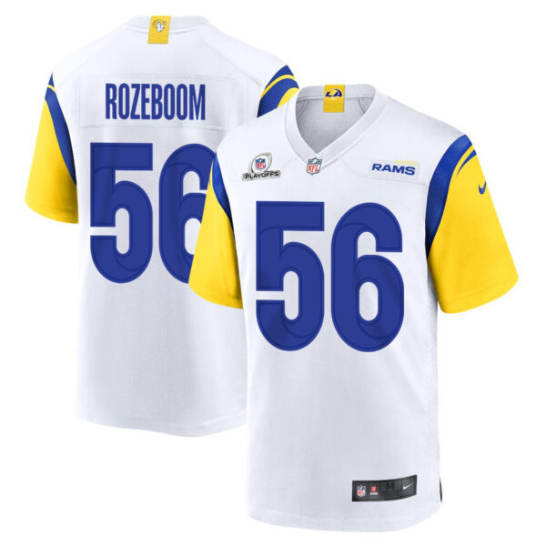 Christian Rozeboom 56 Los Angeles Rams 2023 Playoffs Patch Game Men Jersey - White
