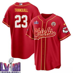 Drue Tranquill 23 Kansas City Chiefs Super Bowl LVIII Baseball Men Jersey - Red