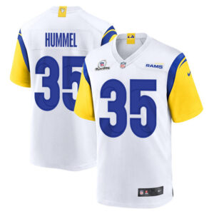 Jacob Hummel 35 Los Angeles Rams 2023 Playoffs Patch Game Men Jersey - White