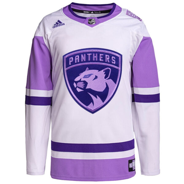 Florida Panthers Hockey Fights Cancer Primegreen Men Jersey - White/Purple