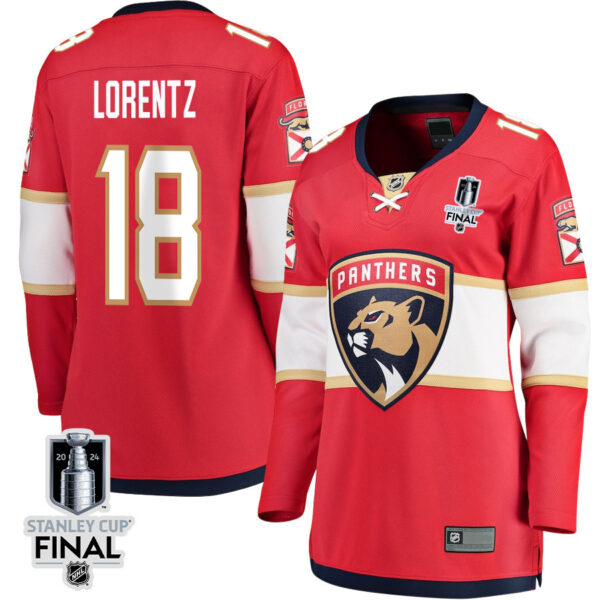 Steven Lorentz 18 Florida Panthers 2024 STANLEY CUP Final Women's Home Breakaway Jersey - Red