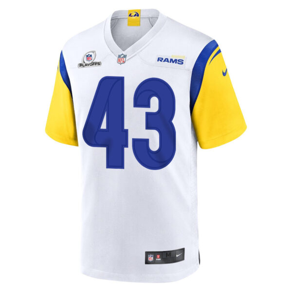 John Johnson III 43 Los Angeles Rams 2023 Playoffs Patch Game Men Jersey - White
