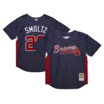 John Smoltz Atlanta Braves Mitchell & Ness Cooperstown Collection Mesh Batting Practice Jersey - Navy