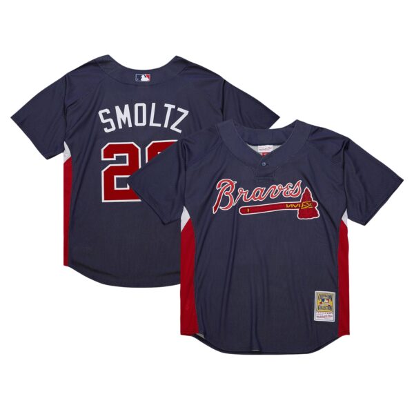 John Smoltz Atlanta Braves Mitchell & Ness Cooperstown Collection Mesh Batting Practice Jersey - Navy