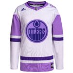 Edmonton Oilers adidas Hockey Fights Cancer Primegreen Authentic Custom Jersey - White/Purple