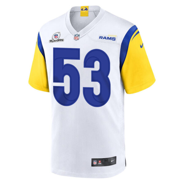 Ernest Jones IV 53 Los Angeles Rams 2023 Playoffs Patch Game Men Jersey - White