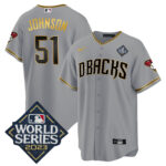 Randy Johnson 51 Arizona Diamondbacks 2023 World Series Men Jersey - Gray Gold