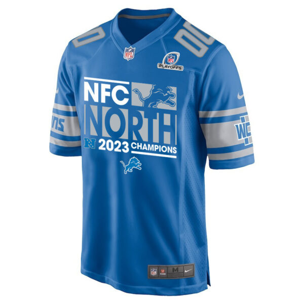 Detroit Lions 2023 NFC North Champions Game Men Custom Jersey - Blue