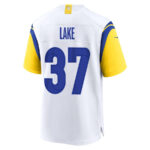 Quentin Lake 37 Los Angeles Rams 2023 Playoffs Patch Game Men Jersey - White