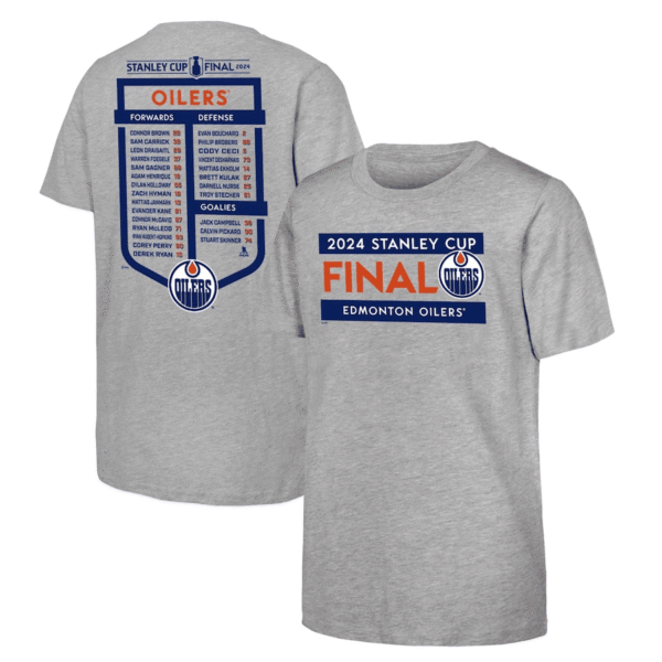 Edmonton Oilers 2024 Stanley Cup Final Roster T-Shirt - Heather Gray