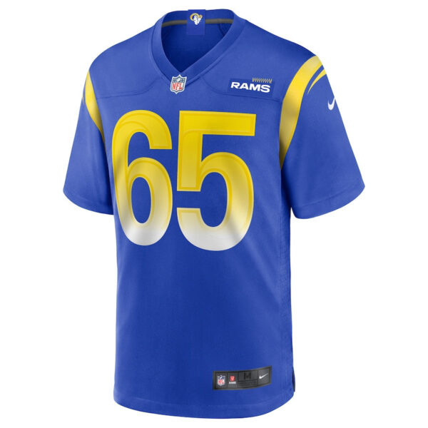 Coleman Shelton 65 Los Angeles Rams Men Game Jersey - Royal