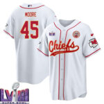 Isaiah Moore 45 Kansas City Chiefs Super Bowl LVIII Baseball Men Jersey - White