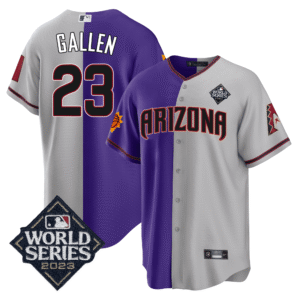 Zac Gallen 23 Arizona Diamondbacks Phoenix Suns 2023 World Series Stitched Baseball Jersey - Grey/Purple