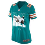 Tyreek Hill 10 Signed Miami Dolphins Cheetah Alternate Game Women Jersey - Aqua V2