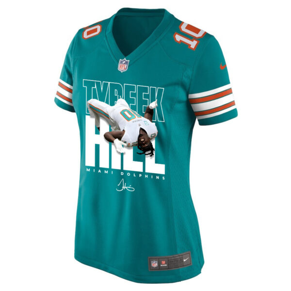 Tyreek Hill 10 Signed Miami Dolphins Cheetah Alternate Game Women Jersey - Aqua V2