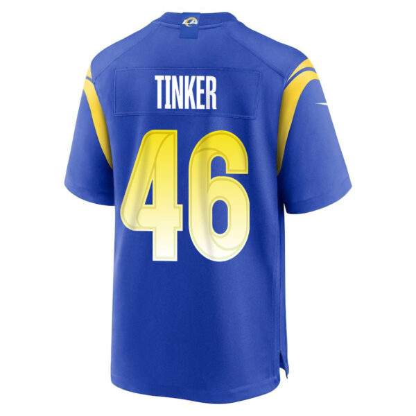 Carson Tinker 46 Los Angeles Rams 2023 Playoffs Patch Game Men Jersey - Royal