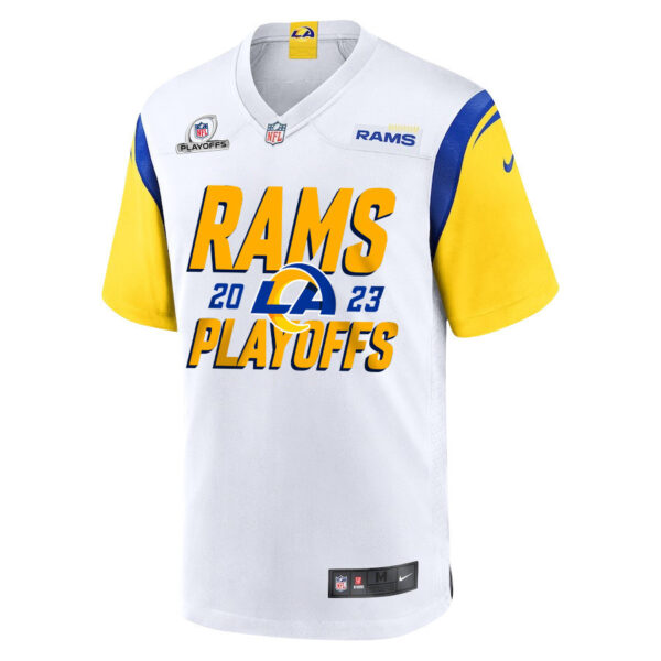 Los Angeles Rams 2023 Playoffs Iconic Game Men Custom Jersey - White