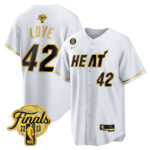 Kevin Love 42 Miami Heat 2023 Finals Baseball Men Jersey - White Gold