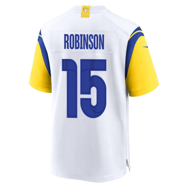 Demarcus Robinson 15 Los Angeles Rams 2023 Playoffs Patch Game Men Jersey - White