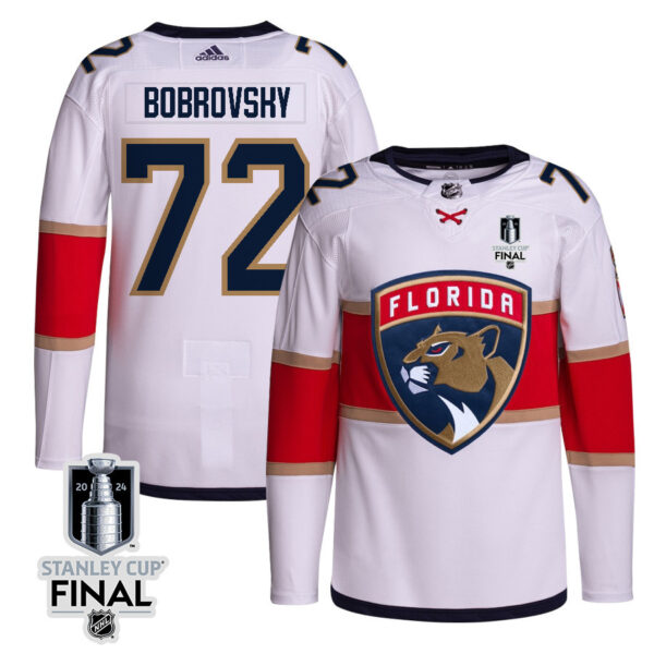 Sergei Bobrovsky 72 Florida Panthers 2024 STANLEY CUP Final Away Breakaway Jersey - Men, White