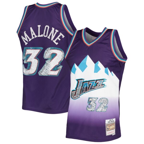 Karl Malone Utah Jazz Mitchell & Ness 1996/97 Hardwood Classics NBA 75th Anniversary Diamond Swingman Jersey - Purple