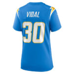 Kimani Vidal 30 Los Angeles Chargers Women's Game Jersey - Powder Blue