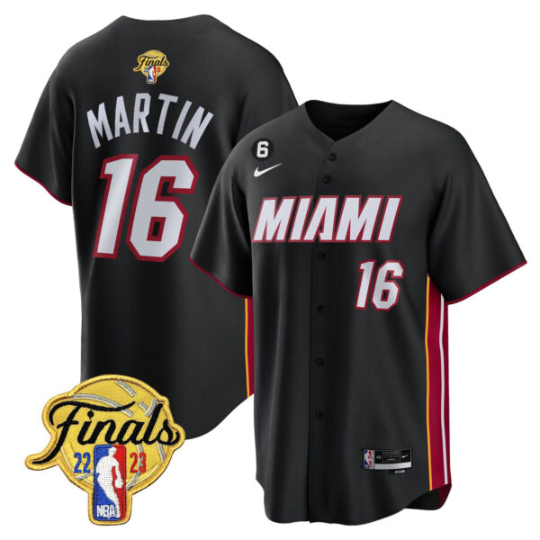 Caleb Martin 16 Miami Heat 2023 Finals Patch Baseball Men Jersey - Black