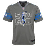 Amon-Ra St. Brown 14 Detroit Lions Sun God Game YOUTH Jersey - Silver