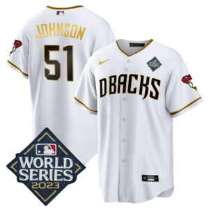 Randy Johnson 51 Arizona Diamondbacks 2023 World Series Men Jersey - White Gold