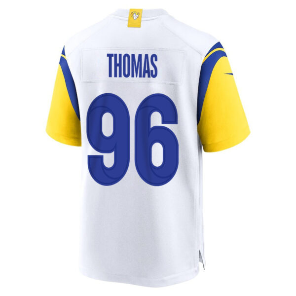Keir Thomas 96 Los Angeles Rams 2023 Playoffs Patch Game Men Jersey - White