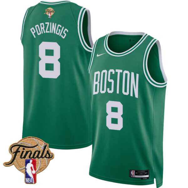 Kristaps Porzingis 8 Boston Celtics 2024 FINALS PATCH Icon Edition Jersey - Kelly Green