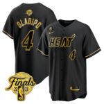 Victor Oladipo 4 Miami Heat 2023 Finals Baseball Men Jersey - Black Gold