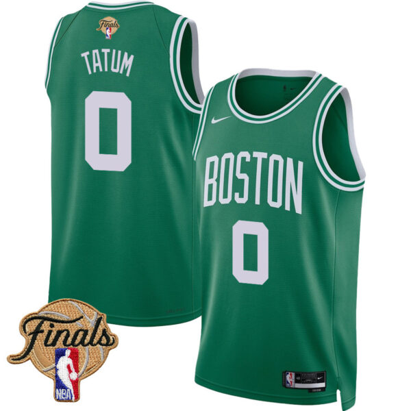 Jayson Tatum 0 Boston Celtics 2024 FINALS PATCH Icon Edition Jersey - Kelly Green