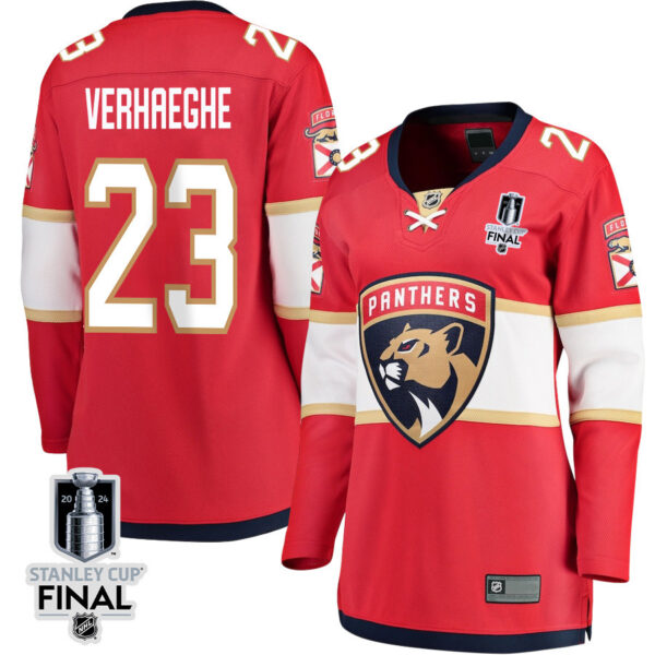 Carter Verhaeghe 23 Florida Panthers 2024 STANLEY CUP Final Women's Home Breakaway Jersey - Red