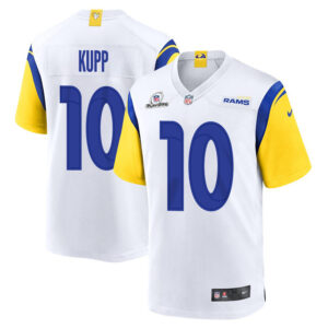 Cooper Kupp 10 Los Angeles Rams 2023 Playoffs Patch Game Men Jersey - White