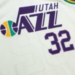 Karl Malone Utah Jazz Mitchell & Ness Chainstitch Swingman Jersey - Cream