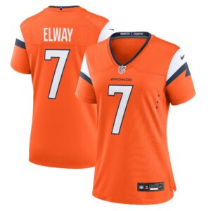 John Elway Denver Broncos  Women's Retired Player Game Jersey - Orange
