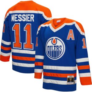 Mark Messier Edmonton Oilers Mitchell & Ness Alternate Captain Patch 1986/87 Blue Line Player Jersey - Royal