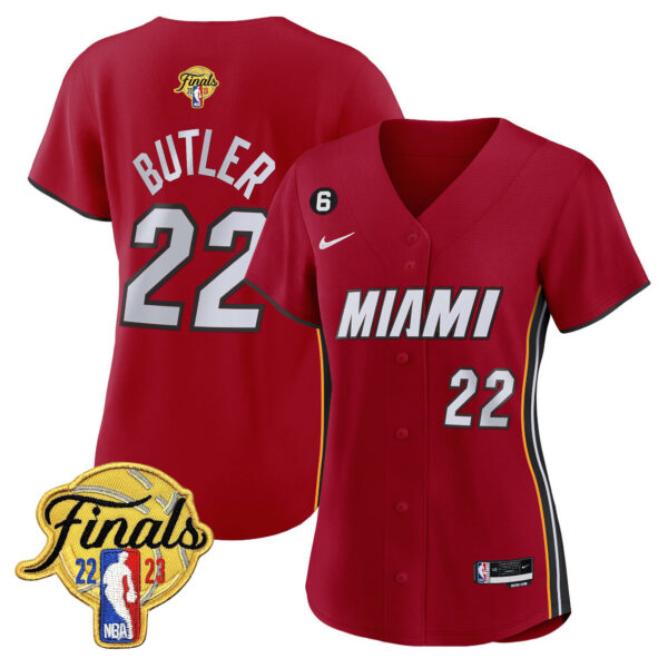 Jimmy Butler 22 Miami Heat 2023 Finals Baseball Women Jersey - Statement