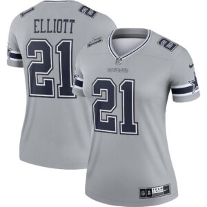 Ezekiel Elliott Dallas Cowboys Women's Inverted Legend Jersey - Gray