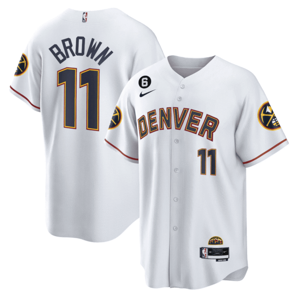 Bruce Brown 11 Denver Nuggets Baseball Men Jersey - White