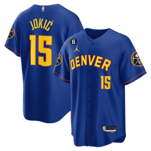 Nikola Jokic 15 Denver Nuggets Baseball Men Jersey - Blue
