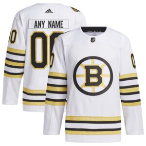 Boston Bruins adidas   100th Anniversary Primegreen Authentic Custom Jersey - White
