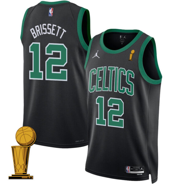 Oshae Brissett 12 Boston Celtics 2024 FINALS CHAMPIONS Swingman Jersey - Statement Edition - Black