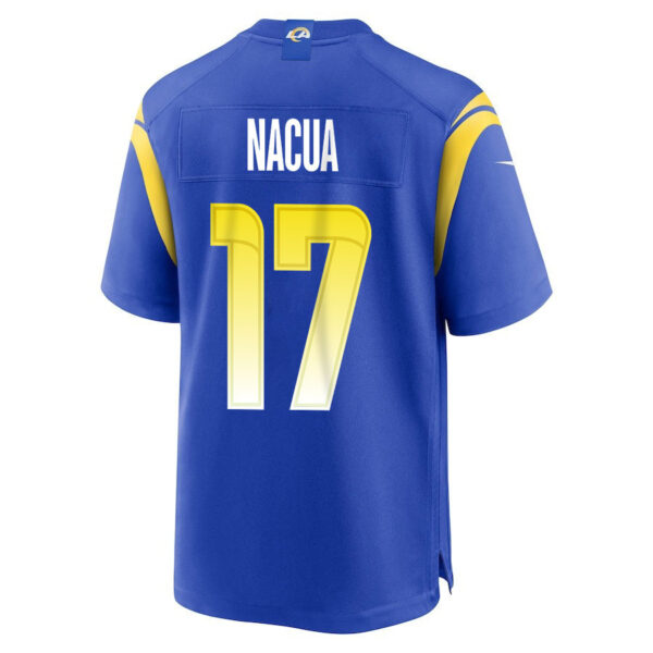 Puka Nacua 17 Los Angeles Rams 2023 Playoffs Patch Game Men Jersey - Royal