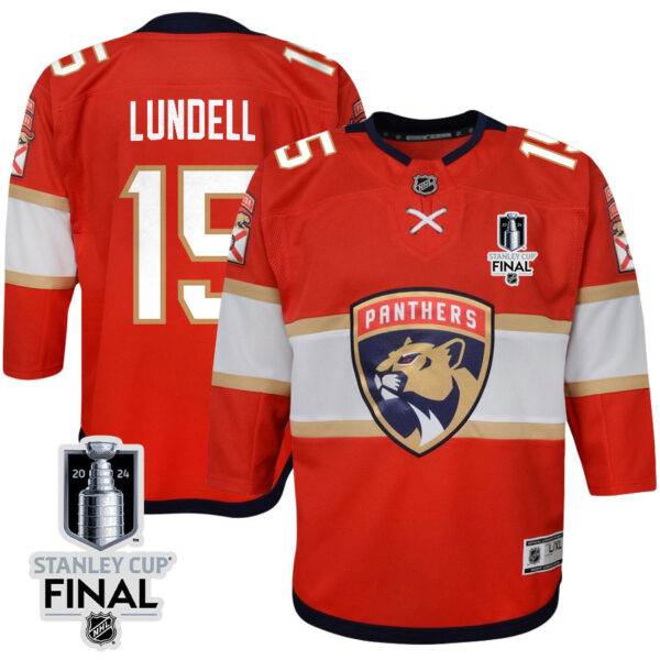Anton Lundell 15 Florida Panthers 2024 STANLEY CUP Final Youth Home Breakaway Jersey - Red