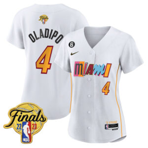 Victor Oladipo 4 Miami Heat 2023 Finals Baseball Women Jersey - City White