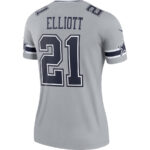 Ezekiel Elliott 21 Dallas Cowboys Women Inverted Legend Jersey - Gray