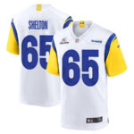 Coleman Shelton 65 Los Angeles Rams 2023 Playoffs Patch Game Men Jersey - White
